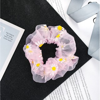 INS Cúc Scrunchies Dây Buộc Tóc Hoa