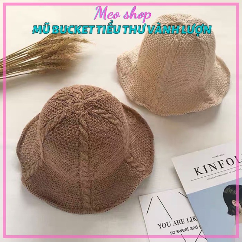 NÓN BUCKET Nữ tai bèo Ulzzang xoè vành uốn lượn sóng   Mũ Bucket tai bèo Nữ đi biển đi du lịch vành kẽm uốn