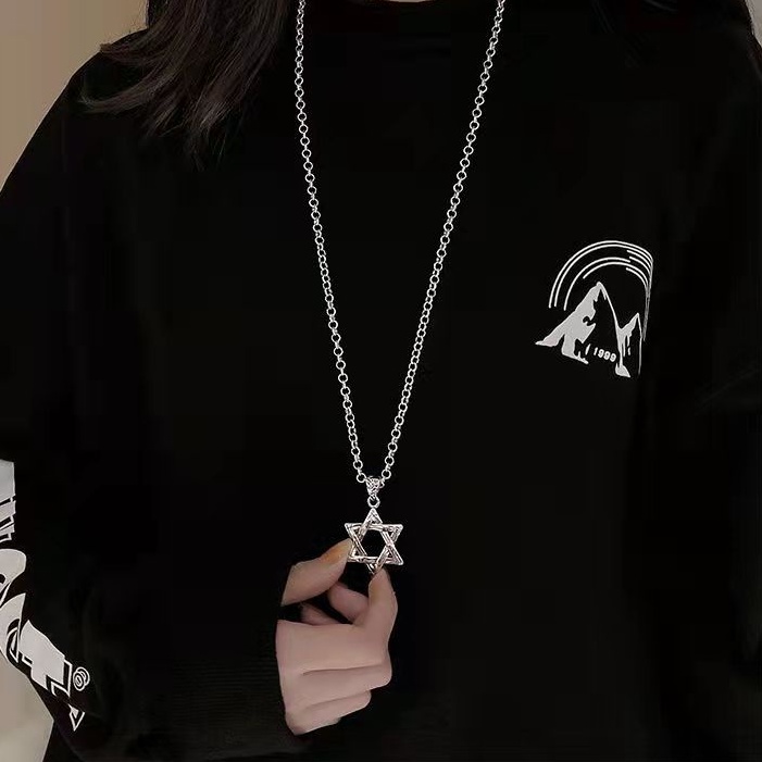 Vòng cổ Kim Loại Mặt Ngôi Sao Sáu Cánh Thời Trang Cho Nam