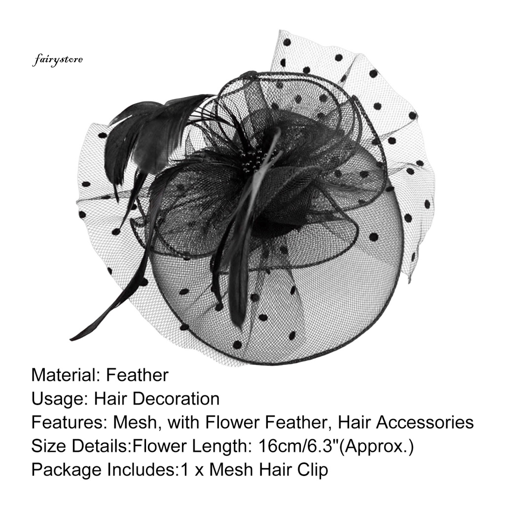 Fairystore| Cài Tóc Hình Nón Đính Hoa Và Lông Vũ Cho Cô Dâu