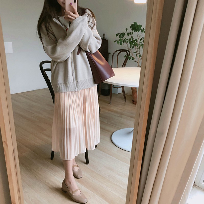 (Order-M) Ulzzang Chân váy midi xếp ly nhỏ Hàn Quốc M029-1 KS | BigBuy360 - bigbuy360.vn