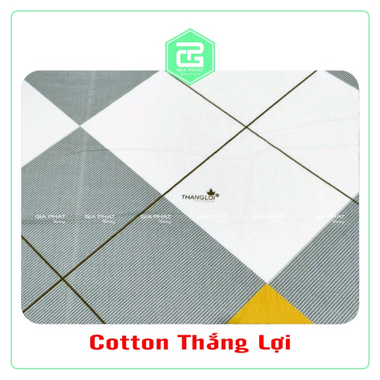 Bộ ga gối Thắng Lợi {4 món}100% Cotton chuẩn logo họa tiết Tứ Giác