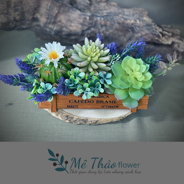 Hộp Hoa, Hộp Sen Đá Giả Chất Liệu Cao Cấp Trang Trí Phòng Khách, Decor Nhà Cửa, Studio Mê Thảo Flower