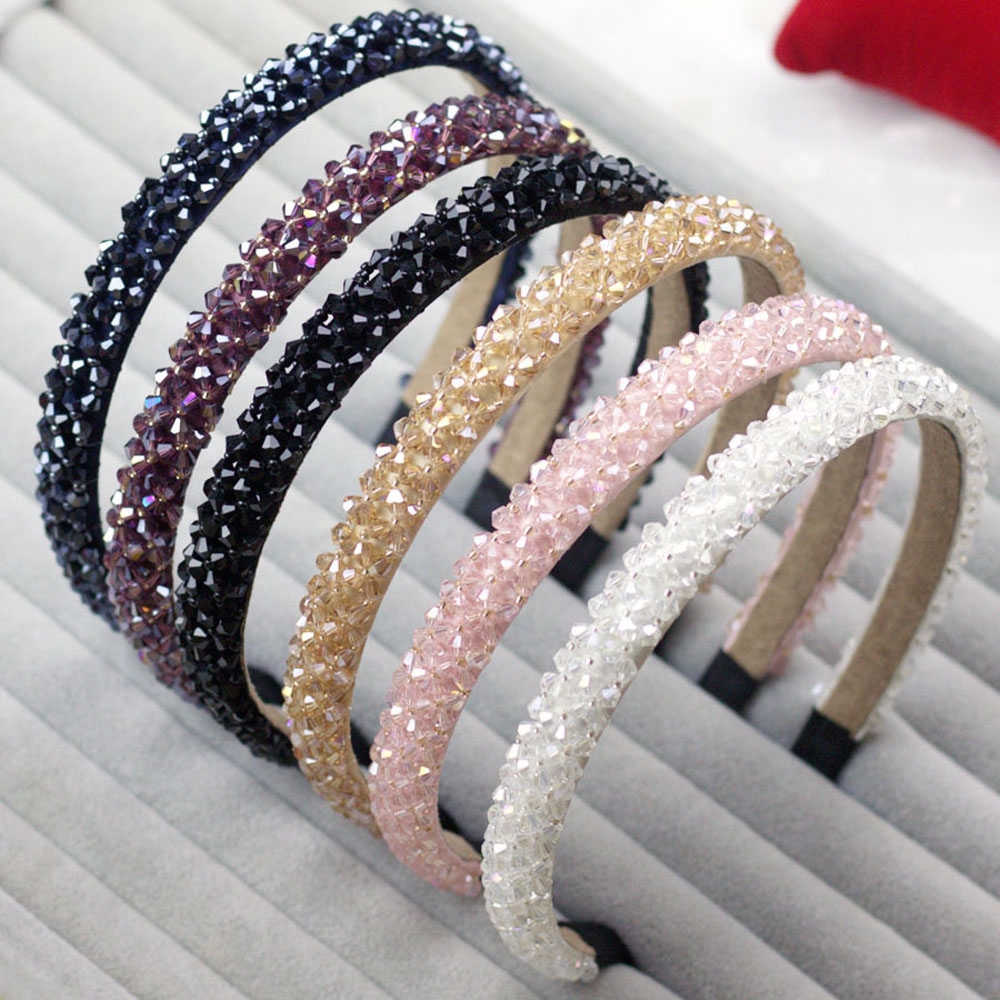 Băng đô cài tóc đính hạt kim cương giả nhiều lớp xinh xắn cho nữ