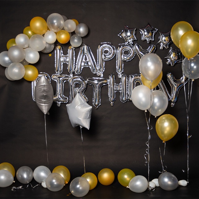 Bộ bóng trang trí sinh nhật ( tặng kèm ngôi sao + bóng tròn)