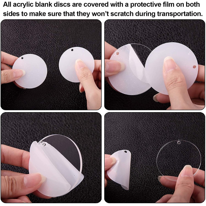 1 Bộ Vòng Móc Khóa Bằng Acrylic Trong Suốt DIY