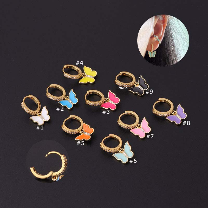1 Khuyên Tai Hình Bướm Đính Đá Zircon
