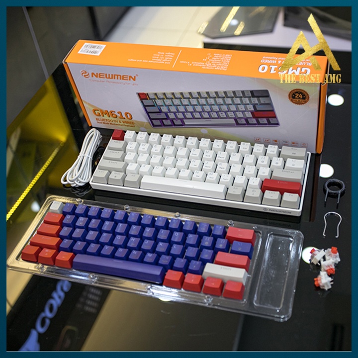 Bàn Phím Máy Tính Bluetooth Không Dây Gaming Mini Đèn Leg Rgb NEWMEN GM610 61 Phím Cơ Màu Trắng