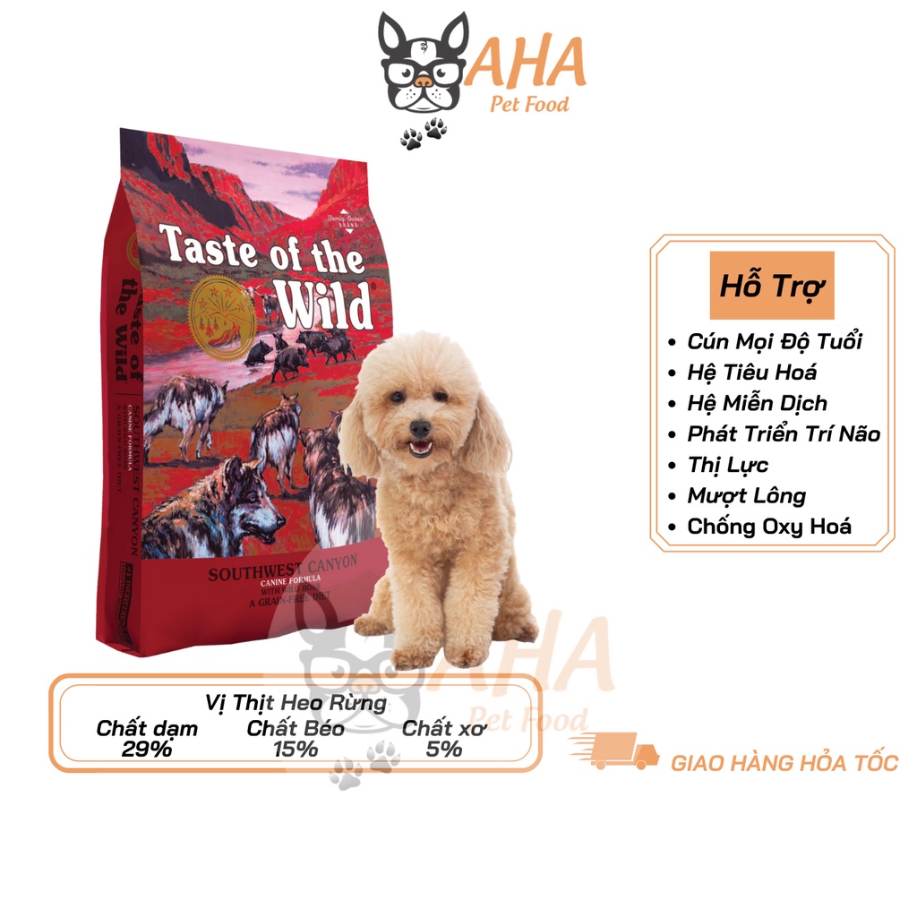 Thức Ăn Cho Chó Poodle Taste Of The Wild Bao 500g -  Southwest Canyon Thịt Heo Rừng, Trái Cây Rau Củ Quả