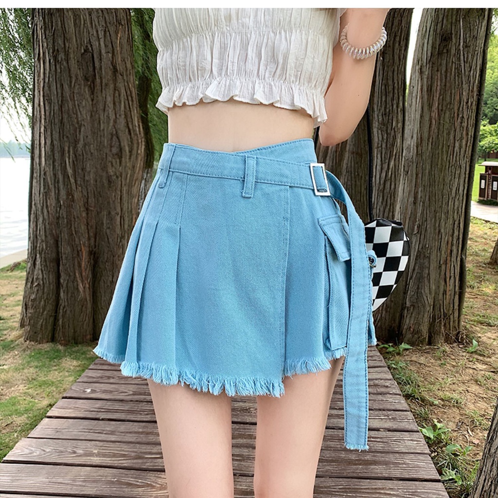 Quần Short Denim Dáng Chữ a Lệch Tà Cá Tính