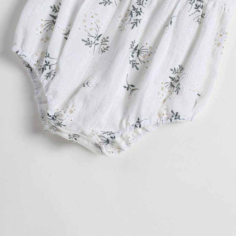 Bộ Áo Liền Quần Bằng Cotton Phối Ren Thời Trang Mùa Hè Cho Bé Gái