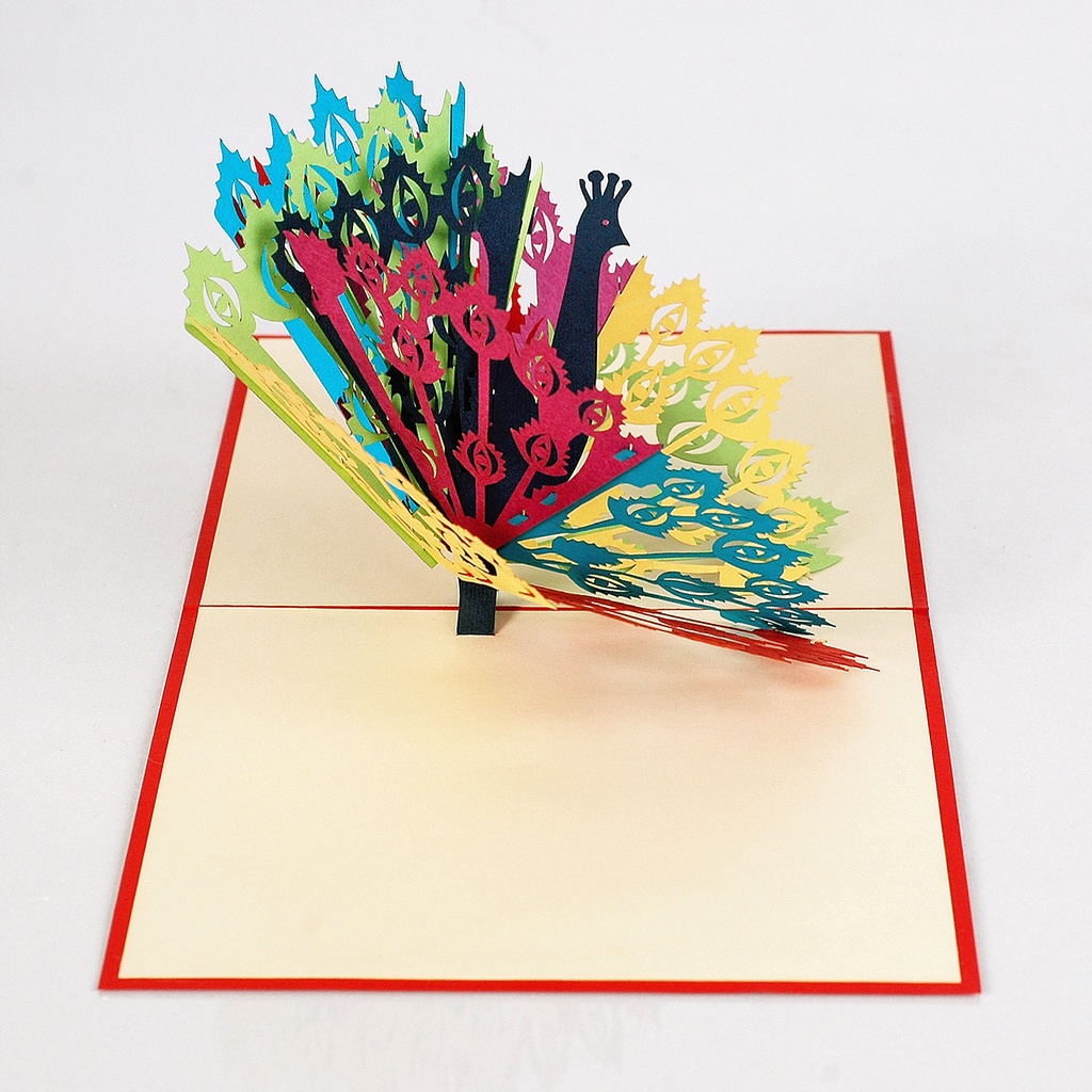 NHIỀU MẪU - Thiệp 3D CON CÔNG, CHIM CÔNG, thiệp nổi handmade pop-up card, thiệp nổi HMG, quà tặng độc đáo