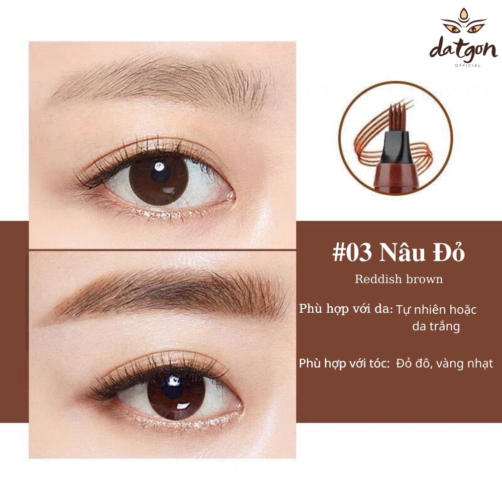 Chì Kẻ Lông Mày 4D Dạng Phẩy Sợi Có 4 Ngạnh Không Thấm Nước, Bút Kẻ Mày Nội Địa Lên Màu Siêu Hợp Da Cực Xinh