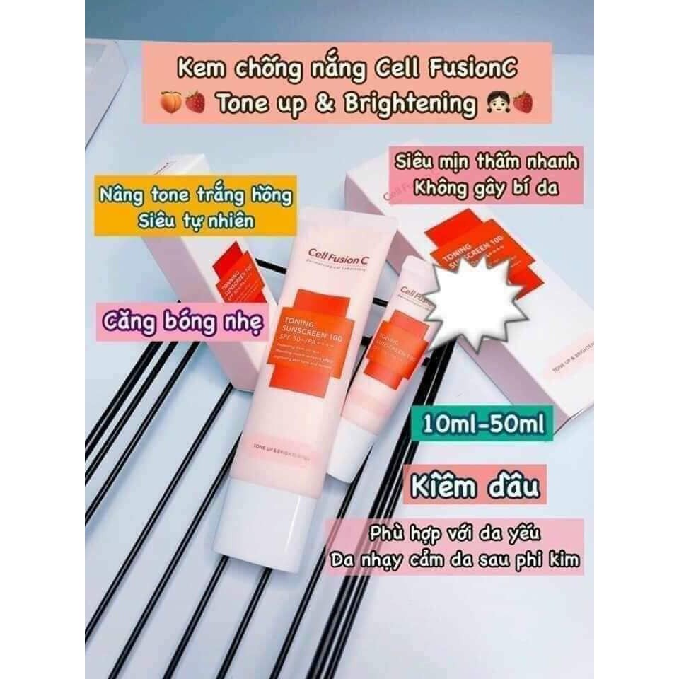 Kem chống nắng Cell Fusion Toning Suncream 100 Spf 50+++