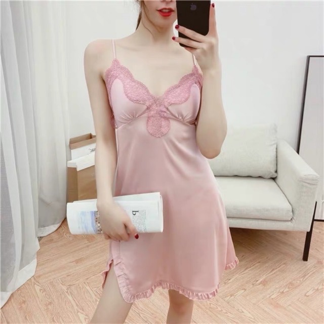 QQ2563 váy ngủ cao cấp - đầm ngủ lụa satin