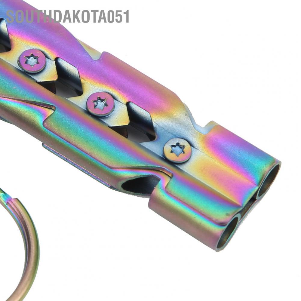Southdakota051 Outdoor Stainless Steel Emergency Survival High Decibel Double Tube Whistle with Keychain