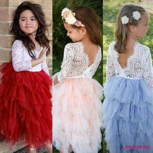 Đầm Xoè Tulle Cổ Tròn Hở Lưng Cho Bé Gái