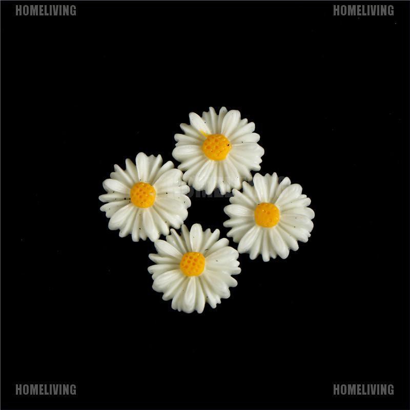 Set 50 Hoa Cúc Trắng Bằng Nhựa resin Dùng Làm Trang Sức DIY