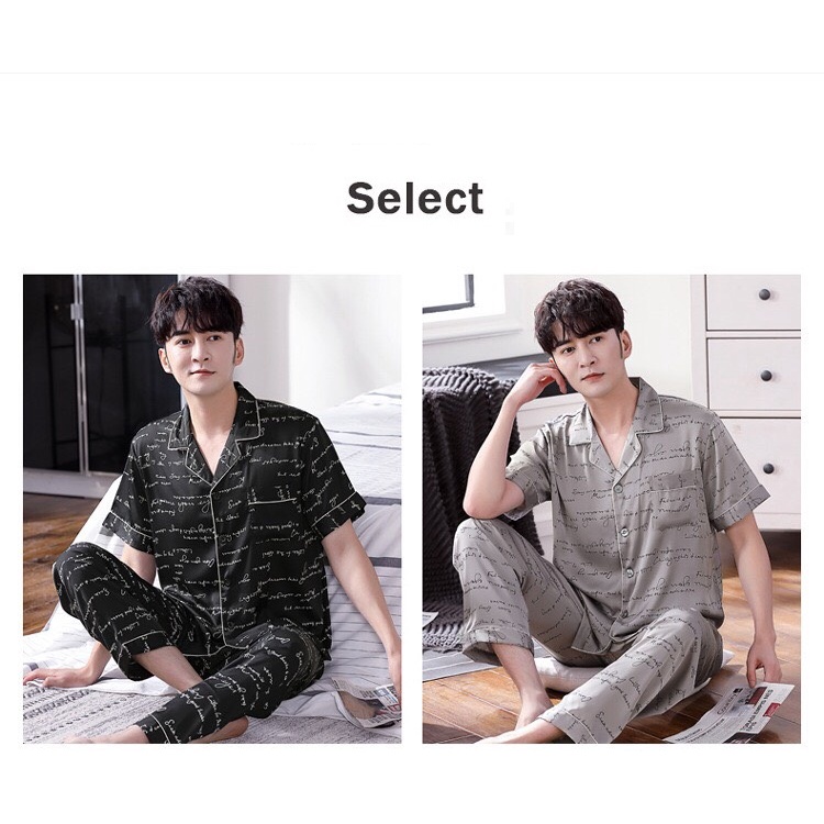 NG2112 Bộ pyjama nam chất lụa ngắn tay hàng nhập