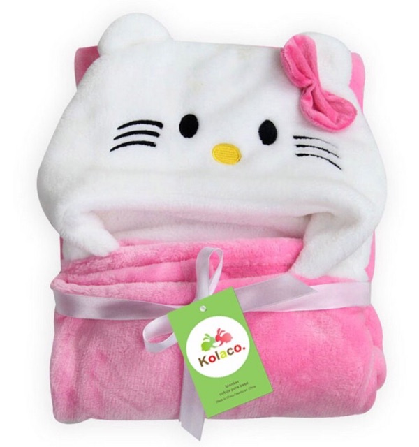 Chăn ủ lông tuyết mùa đông cho bé, choàng ủ có mũ hình thú đáng yêu, khăn quấn bé sơ sinh siêu ấm siêu mềm mịn