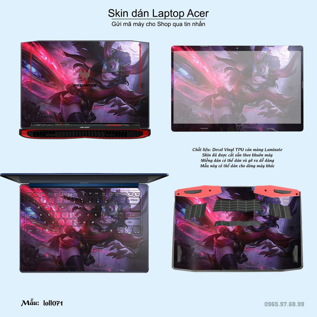 Skin dán Laptop Acer in hình Liên Minh Huyền Thoại nhiều mẫu 9 (inbox mã máy cho Shop)