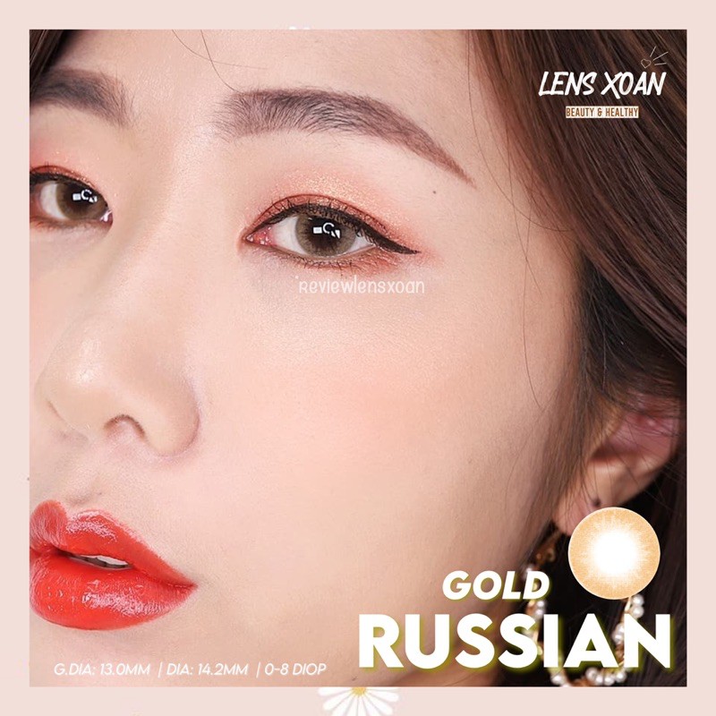 KÍNH ÁP TRÒNG 1 NGÀY RUSSIAN GOLD CỦA OLENS: LENS 1 DAY NÂU VÀNG TÂY KHÔNG VIỀN | LENS XOẮN