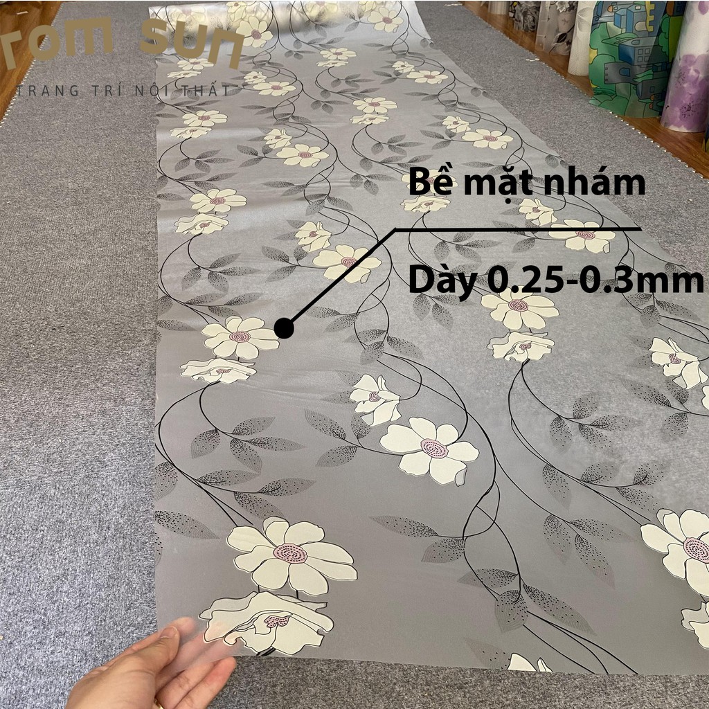 Decal dán kính cửa sổ mờ khổ 90cm chống nắng, giấy decan dán kính cửa phòng ngủ hoa văn vàng
