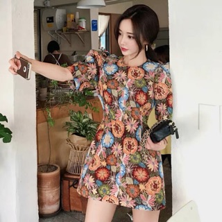 Đầm hoa tay phồng korea