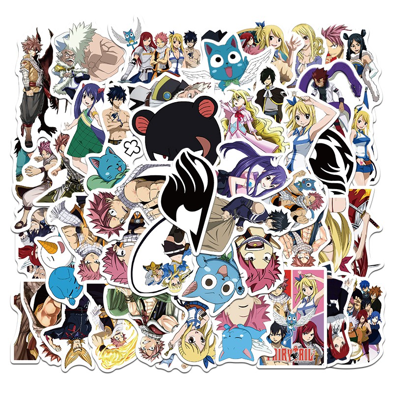 Bộ 50 miếng dán trang trí chống nước hình anime Fairy Tail