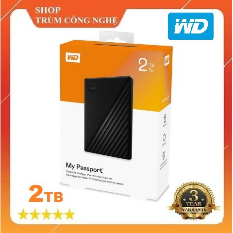 Ổ cứng di động HDD Portable 2TB 1TB WD My Passport (Bản mới mỏng hơn - Màu đen)