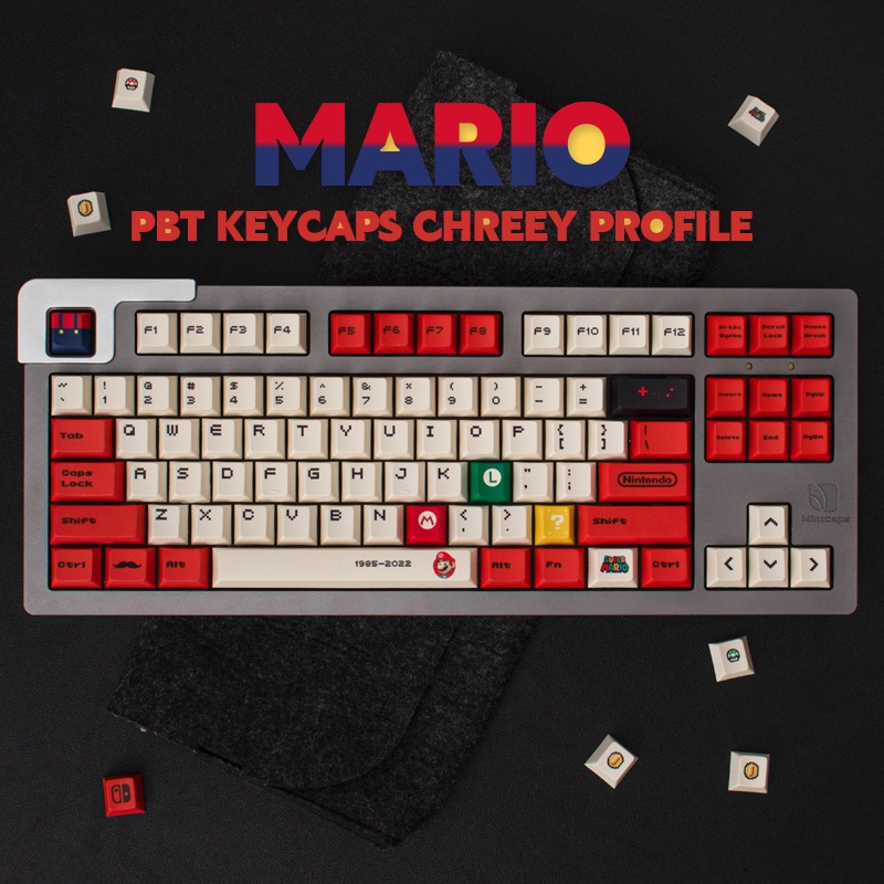 Bộ 131 Phím PBT In Hình Mario Cho Bàn Phím Cơ