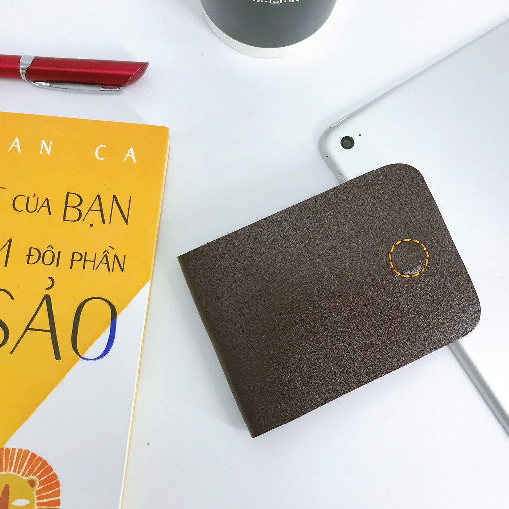 Ví bóp da bò mini handmade nhỏ gọn thời trang nam nữ Heki VS19 Sen