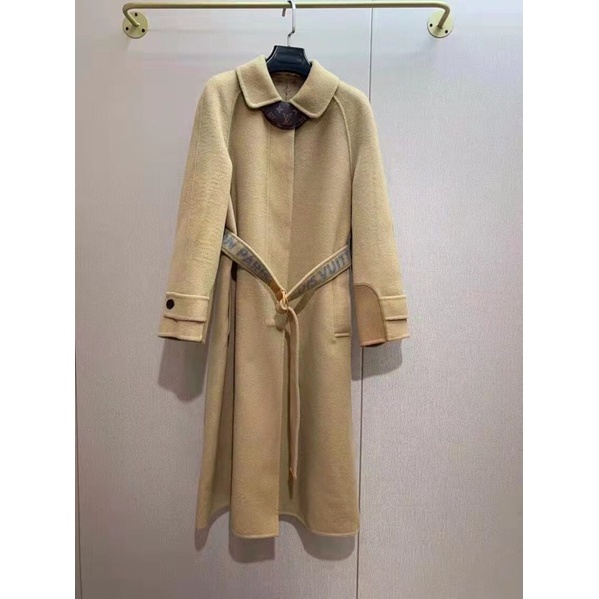 Áo khoác dạ dáng dài mẫu mới 2021 phối đai thắt eo thương hiệu Louis Vuitton LV cao cấp