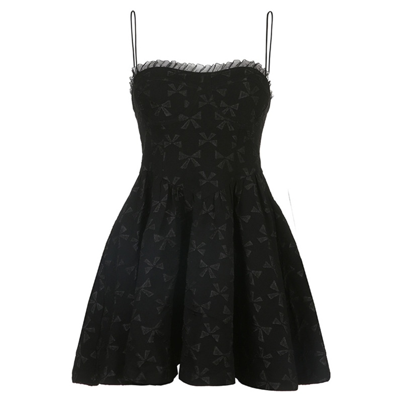 Đầm Chữ A Hai Dây Trễ Vai Phối Ren Và Bèo Nhún Phong Cách Harajuku Quyến Rũ Cho Nữ