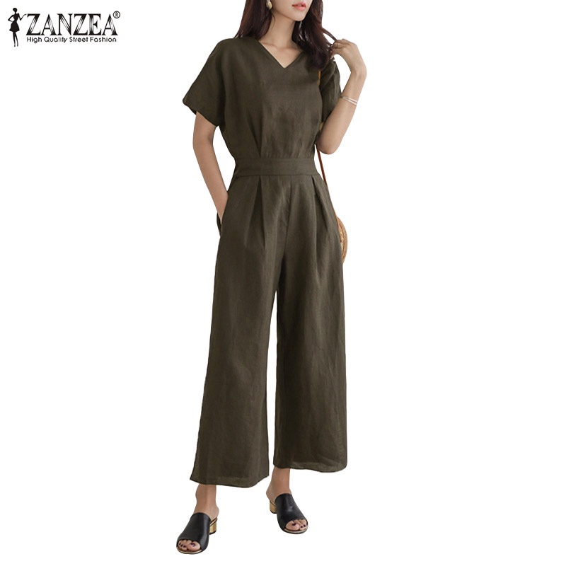 Áo liền quần ZANZEA ngắn tay thời trang phong cách cho nữ