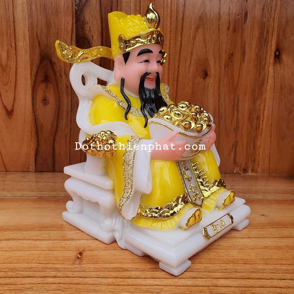 Ông thần tiền đá 10in cao 27 cm màu vàng mang lại may mắn tài lộc rất đẹp