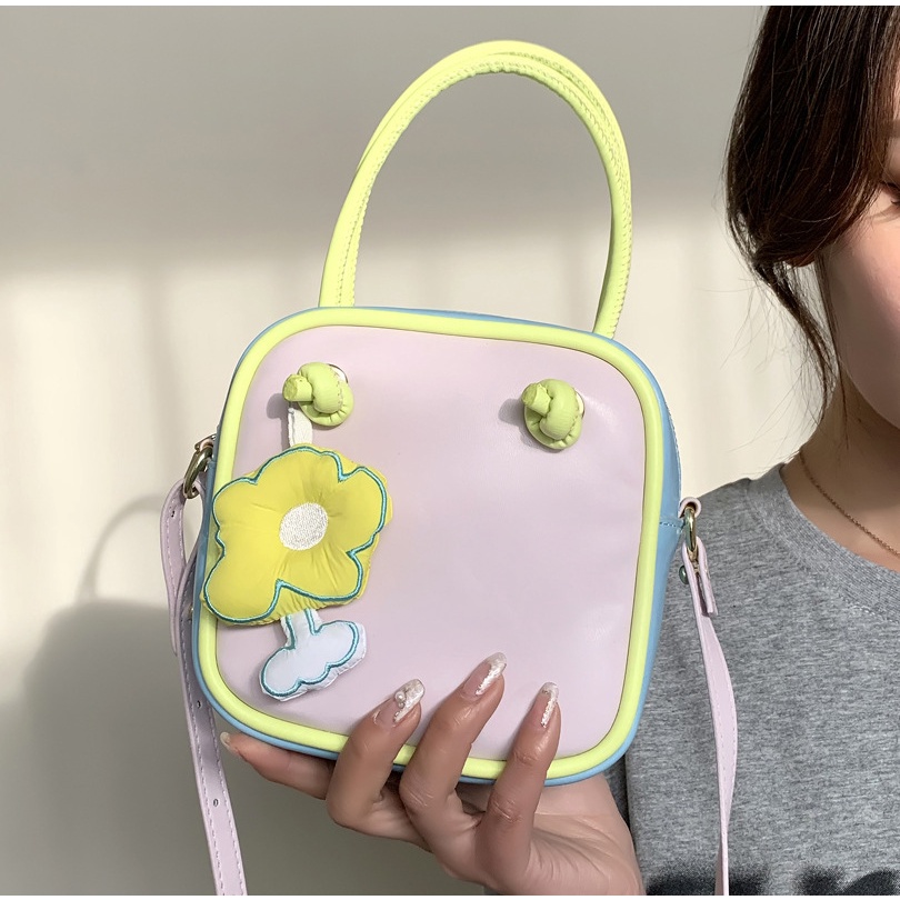 Túi Xách JASMIN NOIR Da PU Dáng Vuông Nhỏ Đính Hoa Thời Trang Sang Trọng Cho Nữ