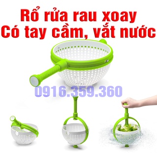 Rổ rửa rau củ quả hai lớp xoay được có tay cầm tiện lợi dành cho nhà bếp
