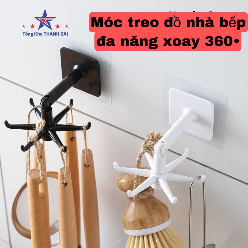 Móc dán tường treo đồ nhà bếp treo quần áo chìa khóa siêu dính đa năng xoay 360*