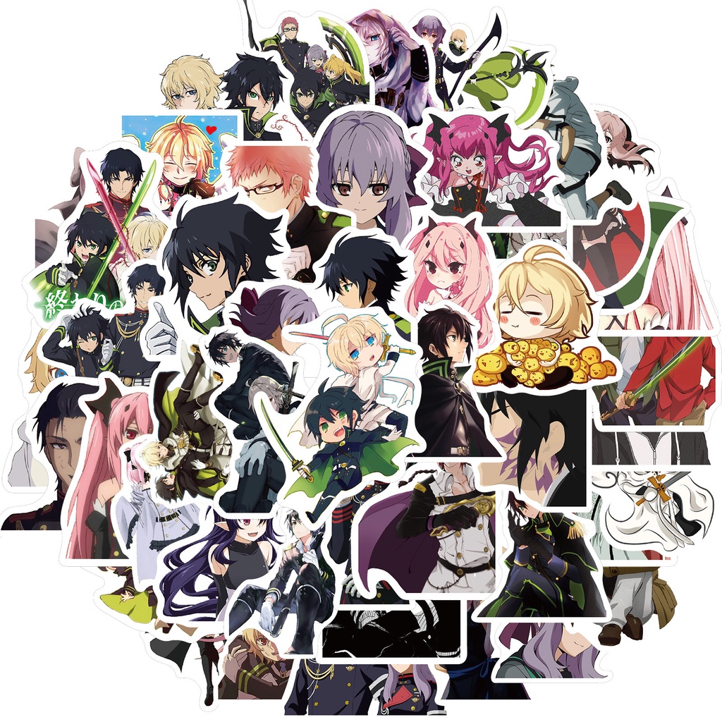 Y&P| Hình Dán Chống Nước Seraph of The End Nhật Bản Anime Mũ Bảo Hiểm Máy Tính Xách Tay Hành Lý Dán Thiết Lập, 50 tờ