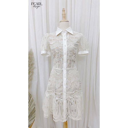 Váy đầm ren đuôi cá cao cấp nữ Pearl Design 062106 trắng | BigBuy360 - bigbuy360.vn