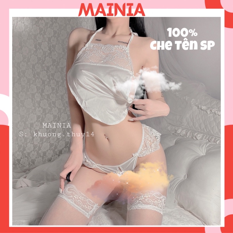 Set Yếm Ngủ Lụa Lọt Khe Hở Đáy Siêu Sexy Bộ Đồ Ngủ Quyến Rũ Gợi Cảm Mainia Shop