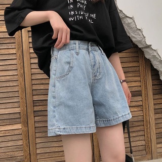 Quần Short Jean Denim ống rộng cạp cao dành cho nữ giảm eo phong cách Hàn Quốc