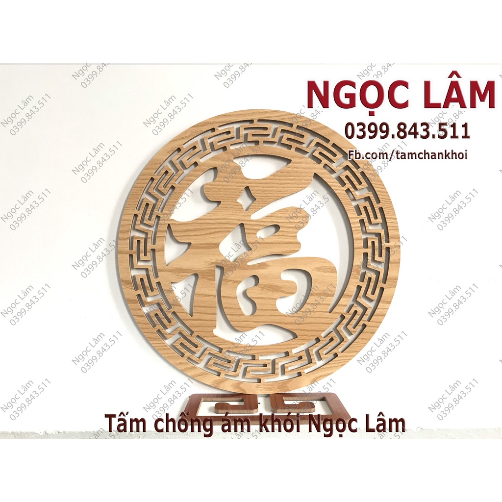 Ốp trang trí ban thờ chữ Phúc 60x60cm gỗ MDF Thái cốt xanh phủ Melamine 2 mặt chống ẩm cao cấp