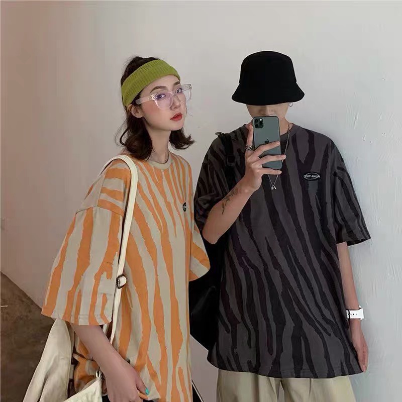 Áo Thun Họa Tiết Sọc Vằn 100% Cotton Co Dãn 4 Chiều Mát Mịn Size M-XL