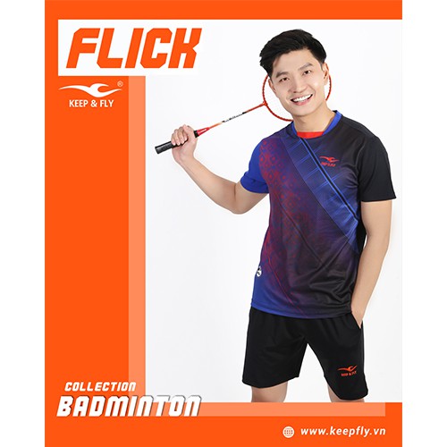 Áo Cầu Lông Nam Nữ Flick KEEPFLY Vải Mè Cao Cấp, Thấm Hút Mồ Hôi, Mềm Mại Co Giãn Vận Động Thoải Mái