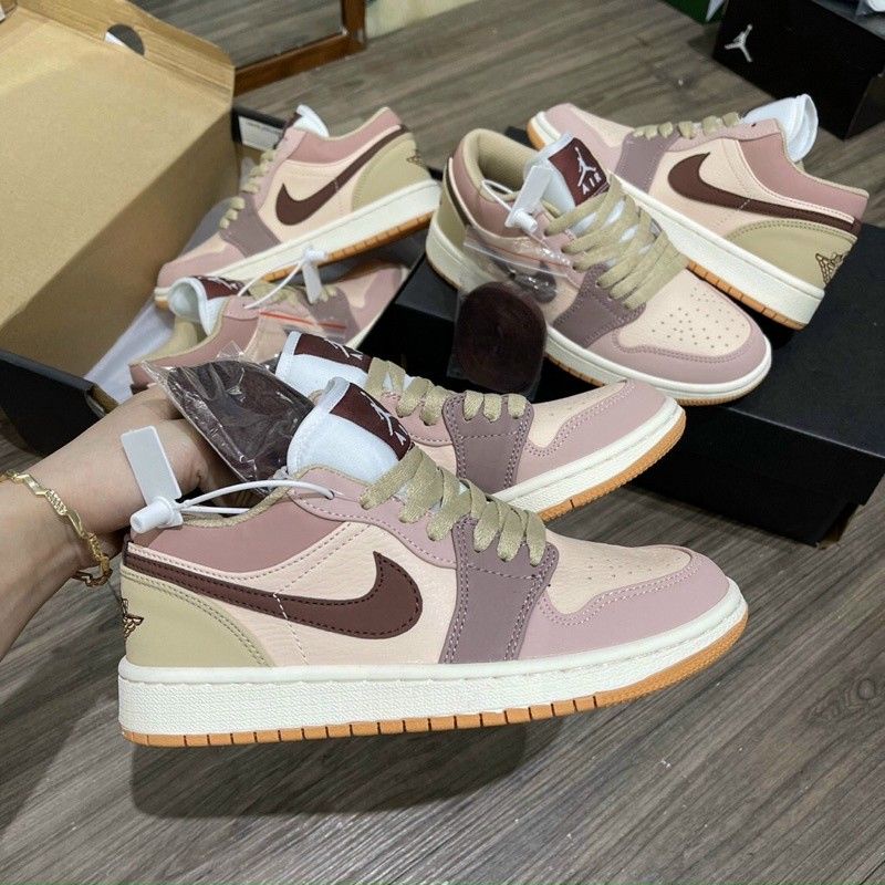 Giầy Thể Thao Jordan Low 1 Milk Tea Brown [ Full Box ] R1:1 - Sneaker Nữ