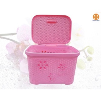 [Hot] Giỏ đựng đồ có nắp hoa Việt Nhật- Vật dụng sắp xếp đa năng cho mẹ và bé