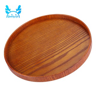 Khay đựng thức ăn hình tròn bằng gỗ 24 cm sang trọng tiện dụng