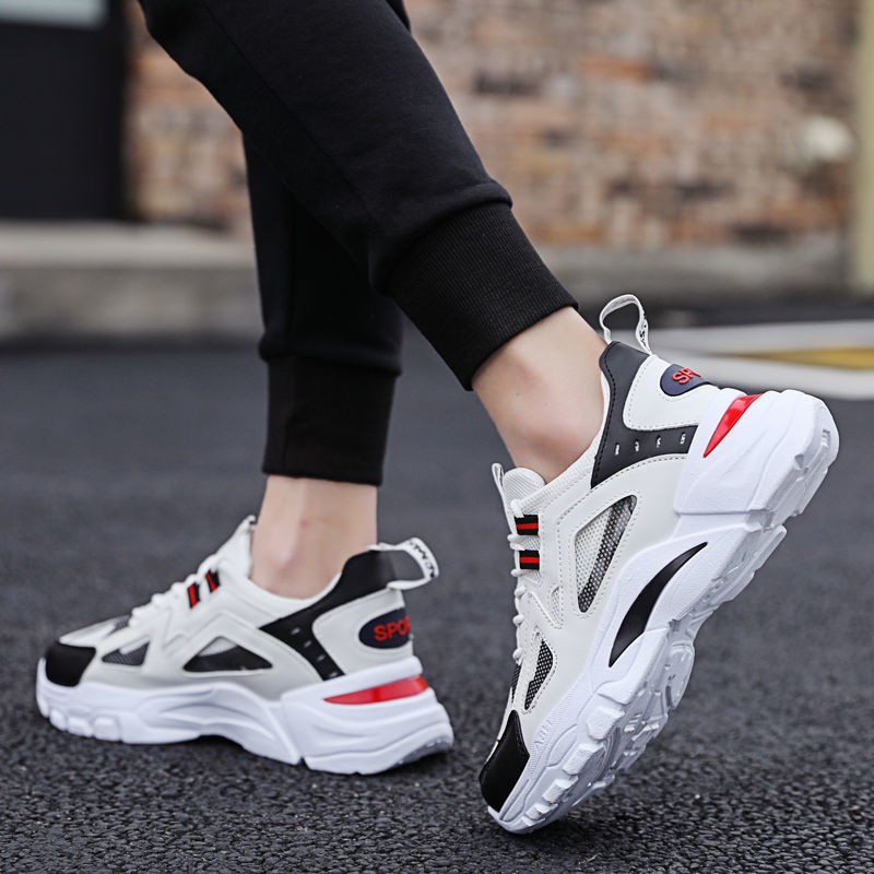 Giày thể thao sneaker nam HUTA GS032 màu trắng đen, da tổng hợp cao cấp, đế chống trượt